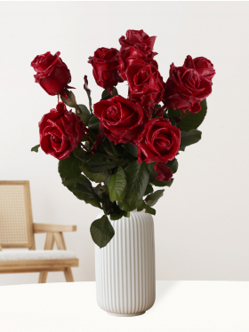 10 burgundy wax roses