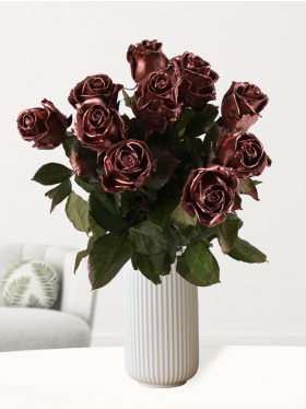 10 copper-coloured wax roses