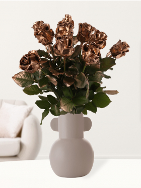 10 gold coloured wax roses