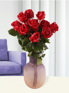 10 red wax roses