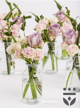 6 pastel centerpieces, including vases - Gold | Low