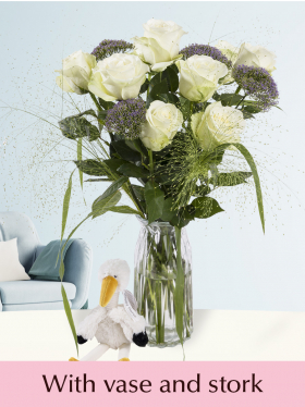 Baby bouquet blue with vase and