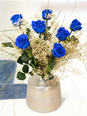 Blue long life rose bouquet