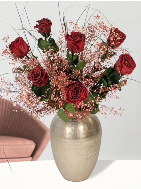 Burgundy red long life rose bouquet