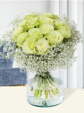 Camouflage bouquet with gypsophila outskirts