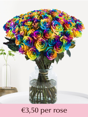 10 till 49 rainbow roses