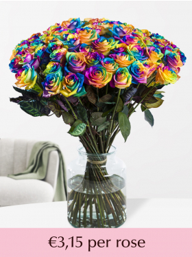 50 till 99 rainbow roses