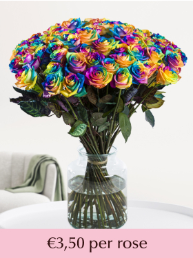 50 till 99 rainbow roses