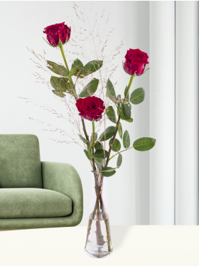 Christmas arrangement red-gold with vase