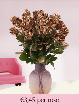 Gold coloured wax roses - Choose your number from 10 till 99