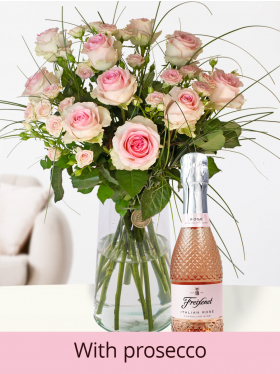 Rose bouquet Eva + prosecco rosé