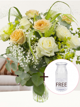 Mixed rose bouquet salmon-white