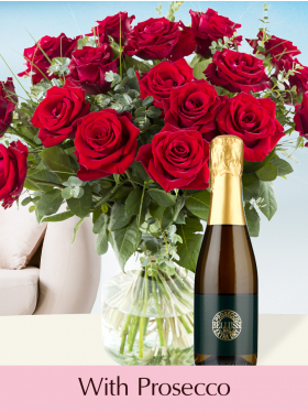 Red roses EverRed with free prosecco 0,2L