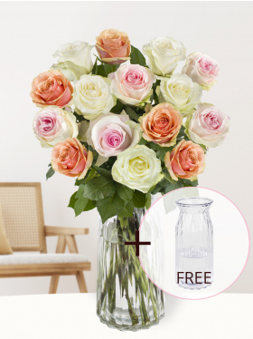 Rose bouquet Lena - Free glass vase