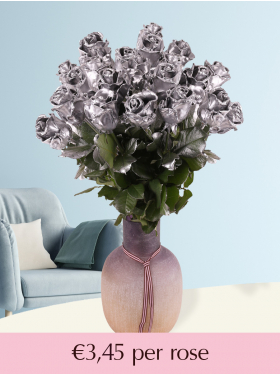 Silver coloured wax roses - Choose your number from 10 till 99