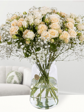 Spray rose bouquet white/cream | Large