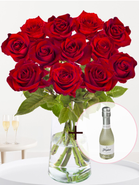 Valentine's bouquet with prosecco
