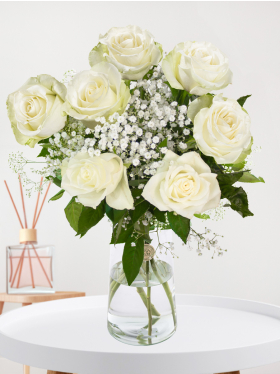 White good luck bouquet - 7 roses - Snowstorm