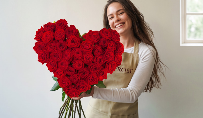 Roses in heart shape