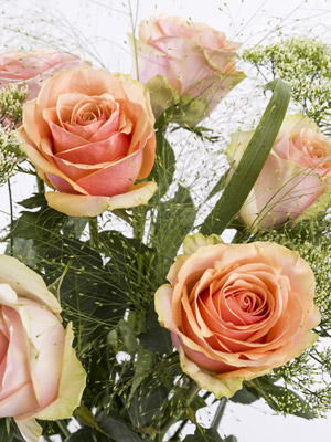 Salmon-coloured rose bouquet